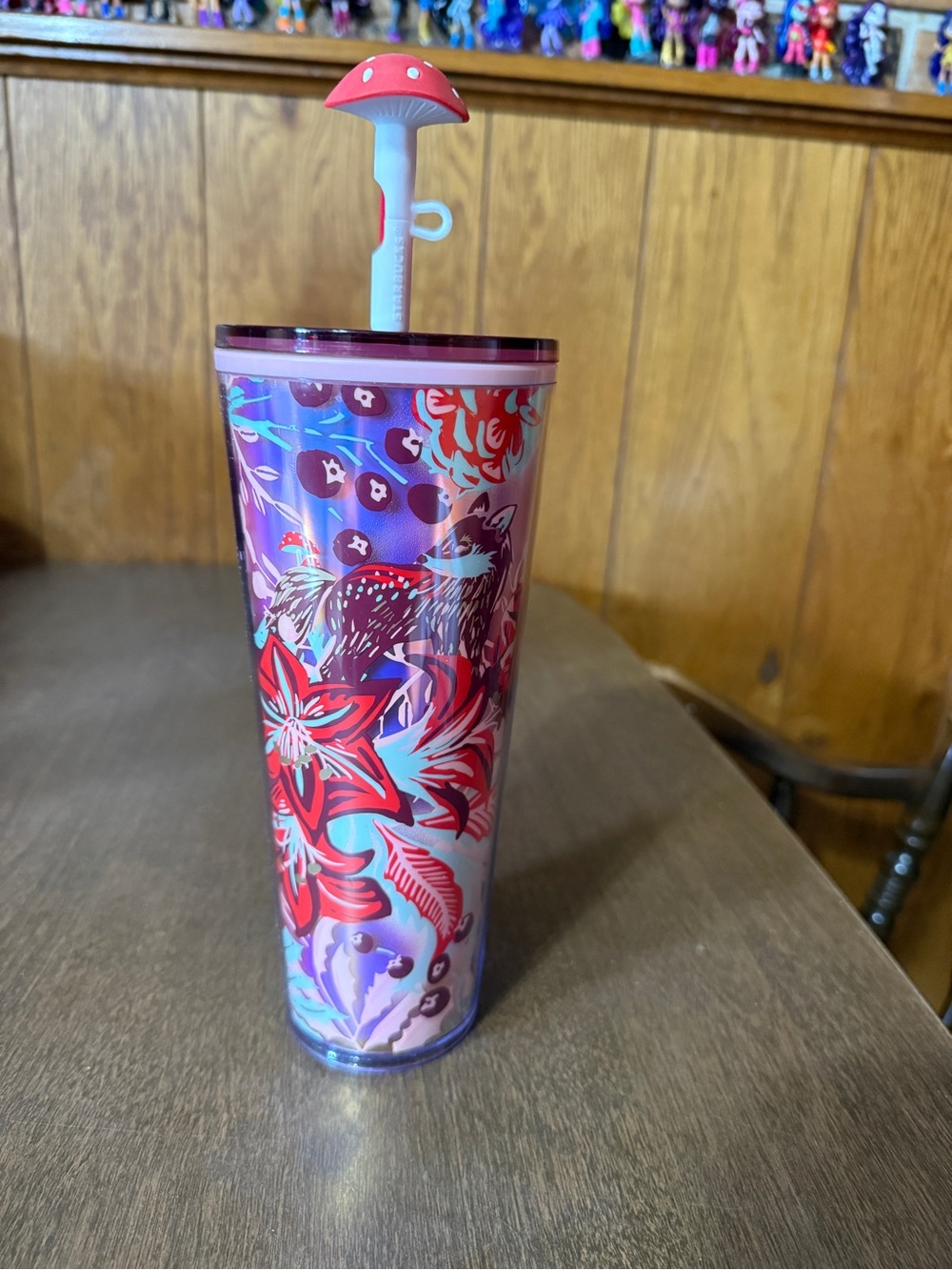 Starbucks 2022 Enchanted Forest Mushroom Straw Topper Cup Tumbler 24oz Venti